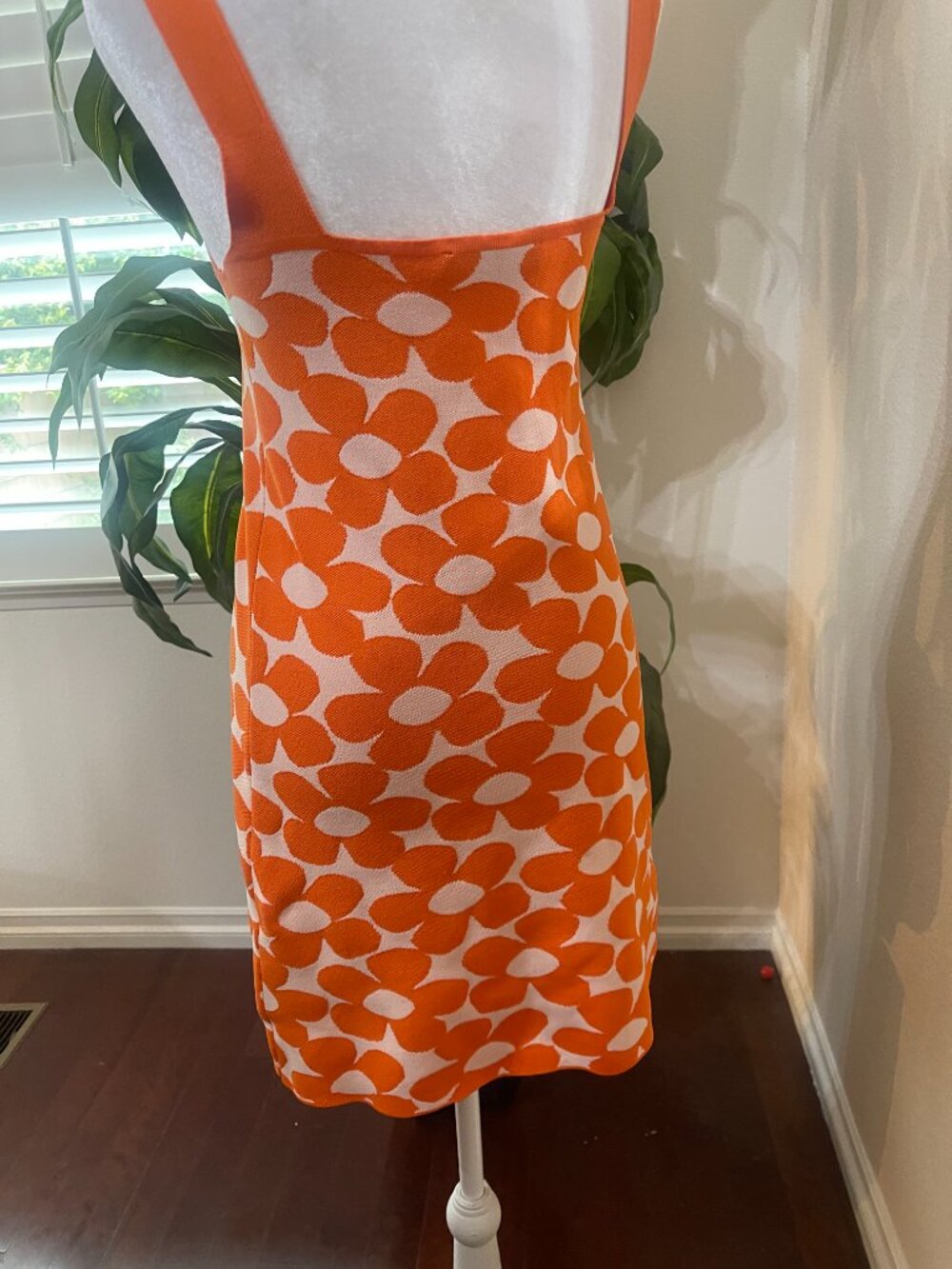 Zara Orange Floral Jacquard Knit Mini Dress M - Picture 4 of 11